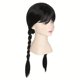 thumbnail image 2 of Peluca de cosplay negra trenzada con flequillo, 50 cm, sintético, calor, 2 of 3