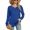 Blue, variant on Women's Soft Shirt Fall Top Summer Light Spring Ruched Crew Neck Date Night Long Sleeve Rayon Loose Fit Black Medium