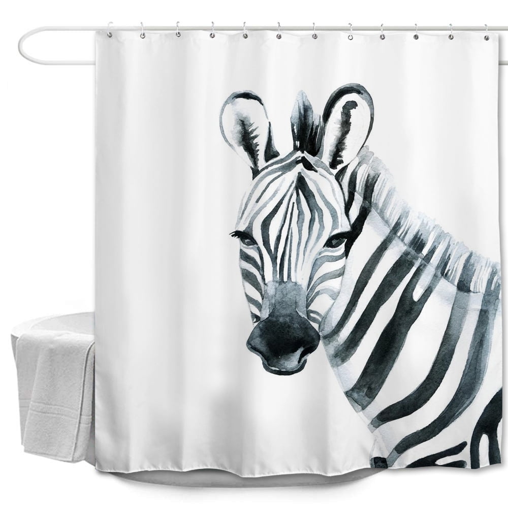 Bellaven Shower Curtain Zebra Sketch Art Decor for Bathroom - Striped ...