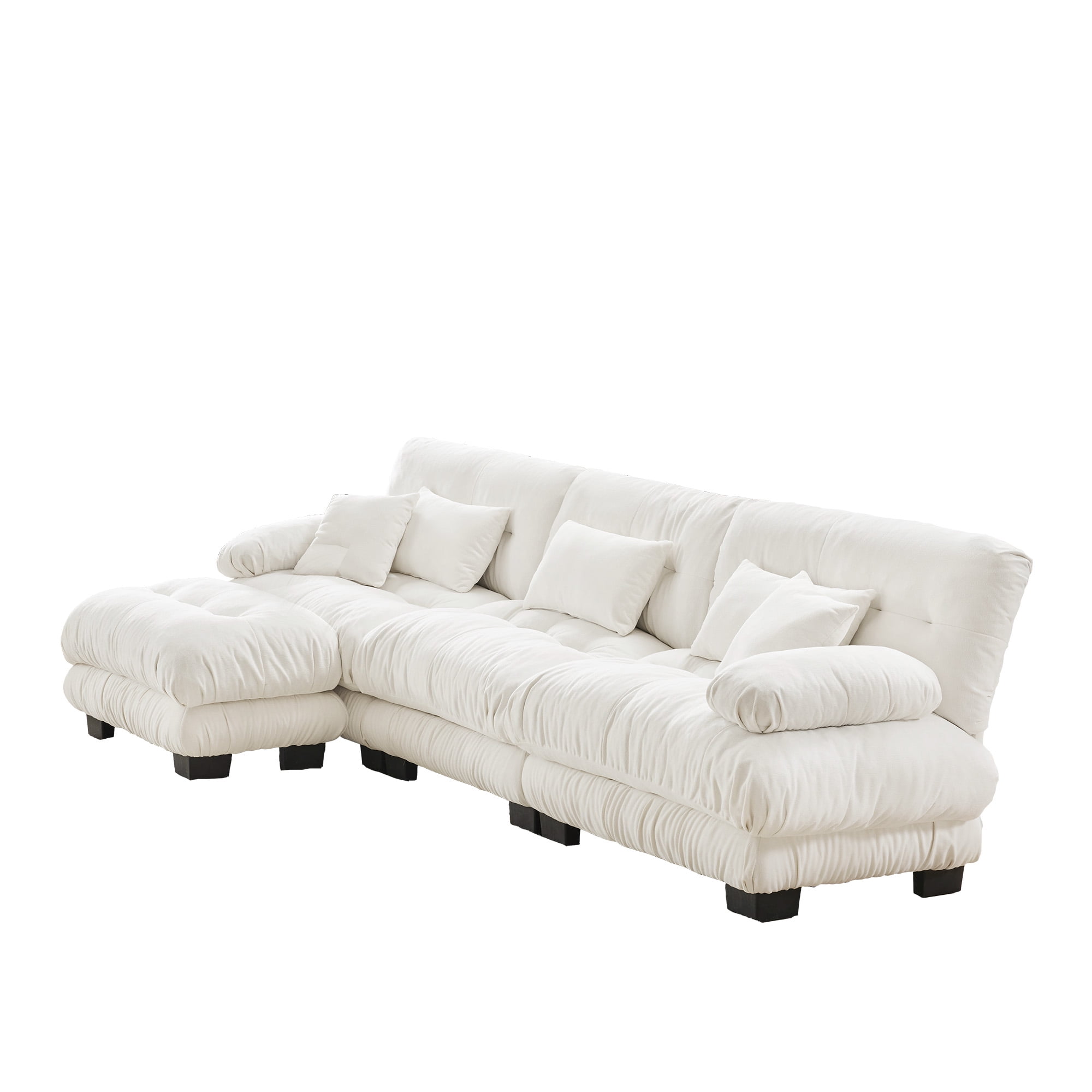 Gewnee Luxury Chenille Deep Seat White Modular Sectional Sofa Couch with Convertible Ottoman,Couch,Oversized L Shaped Cloud Couch for Living Room