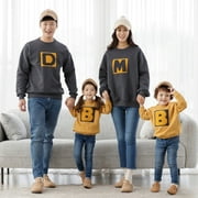 BAOZHU Family Pullover Sweatshirt Tops Long Sleeve Round Neck Casual Shirt Alphabet Embroidery Mommy Daddy and Me Family Matching Clothes Outfits