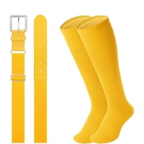 Baseball Belt and Socks Combo for Youth Boys Girls Softball Belt Adjustable Elastic Belt for Youth Yellow