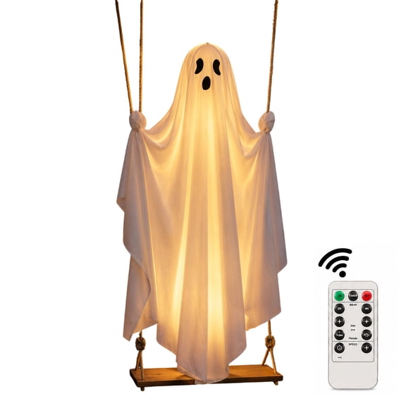 Halloween Decoration for Home Indoor Outdoor Clearance Under $15.00! Swinging Ghost Halloween Decor Light Hanging Fabric Ghost Ornament Indoor Outdoor Tree Yard Porch Spooky Holiday Decoration