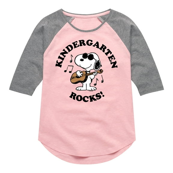 Peanuts - Kindergarten Rocks - Toddler And Youth Girls Raglan Graphic T-Shirt