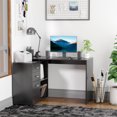 thumbnail image 2 of HOMCOM L-Shaped Straight Computer Desk w/ Storage Home Office Table, Black, 2 of 10