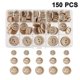 thumbnail image 2 of 150 Botones Hechos a Mano Hechos con Amor Botones de Madera Redondos de 15 mm y 20 mm Botones de Madera para Costura y Manualidades Decorativas, 2 of 5