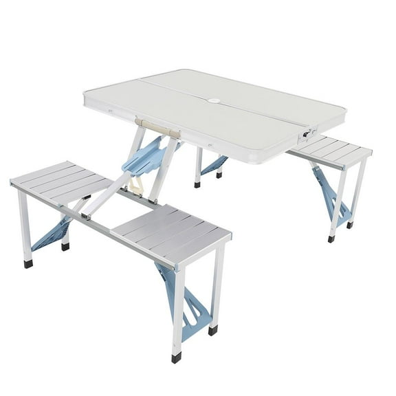 Zimtown Picnic Table with 4 Chair Seats Foldable Camping Table Aluminium Silver