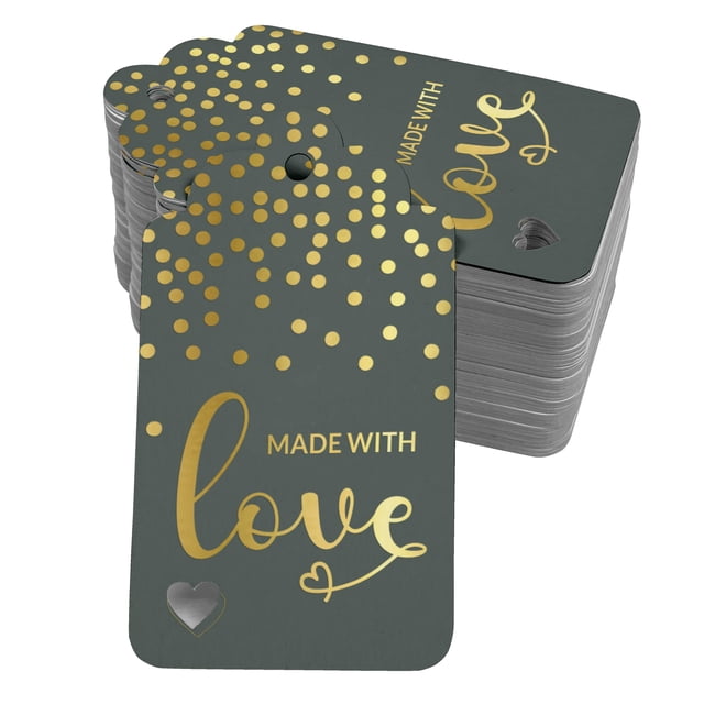 Inkdotpot 50 Pack Made With Love Text Favor Paper Tags Craft Real Gold Foil Hang Tag