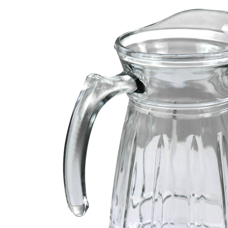 JoyJolt Beverage Serveware Glass Pitcher with Handle & 2 Lids - 60 oz