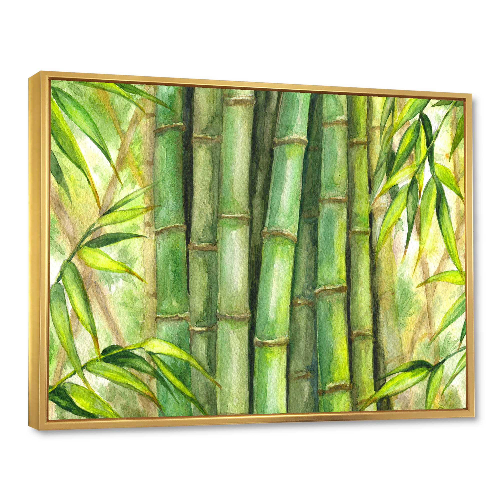 Designart 'Bright and Green Bamboo Stems' Transitional Framed Canvas Wall Art Print