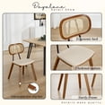 thumbnail image 5 of Modern Mid-Century Dining Chairs Set of 2,Upholstered Faux Leather Side Chairs with Rattan Backrests and Wood Legs for Dining Room, Kitchen or Living Room, Beige, 5 of 8