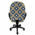 thumbnail image 3 of Ethnic Office Chair Slipcover, Vintage Tile Ornament Diagonal Pattern with Art Influences, Protective Stretch Decorative Fabric Cover, Standard Size, Blue Orange Beige, by Ambesonne, 3 of 5