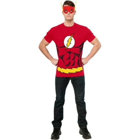The Flash T-Shirt Mask DC Comics Superhero Fancy Dress Halloween Adult