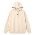 thumbnail image 4 of DISKEBUISS Women's Henley Button Pullover Hoodie Raglan Long Sleeve Fleece Sweatshirt with Pockets Casual Fall Winter Tops, 4 of 6