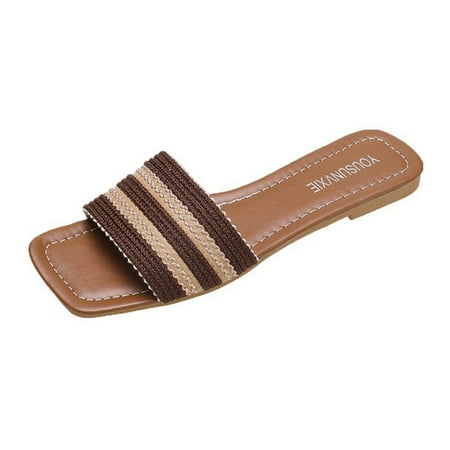 

Kukoosong Sandals Women Beach Sandals Summer Non-Slip Causal Slippers Flat Sandals for Women Coffee 39
