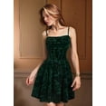 thumbnail image 4 of Women's Mini Dress Spaghetti Strap A Line Short Dresses Dark Green S, 4 of 6