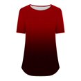 thumbnail image 4 of Weikingp T Shirts For Women ,Plus Size Womens Blouses Casual Tunic Tops For Women Loose Fit Short Sleeve Women'S Trendy Gradient Tshirts Crew Neck Womens Tops Wine 3Xl, 4 of 4