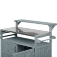 thumbnail image 6 of Bellemave 53.3" Outdoor Grill Cart with Stainless Steel Top and Raised Shelf Solid Wood Outdoor Rolling Kitchen Island with Storage Rack Mobile Serving Cart for Patio, Gray Blue + Style 4, 6 of 11