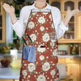 thumbnail image 6 of Pioneer Flower Floral Print Pattern Cotton Linen Apron with Pockets, Waterproof Adjustable, 33x27 Inch for Kitchen, Gardening, BBQ, Salon, 6 of 6