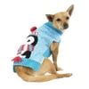 Holiday Time Dog Scarf Sweater, Blue Penguin, (Medium)