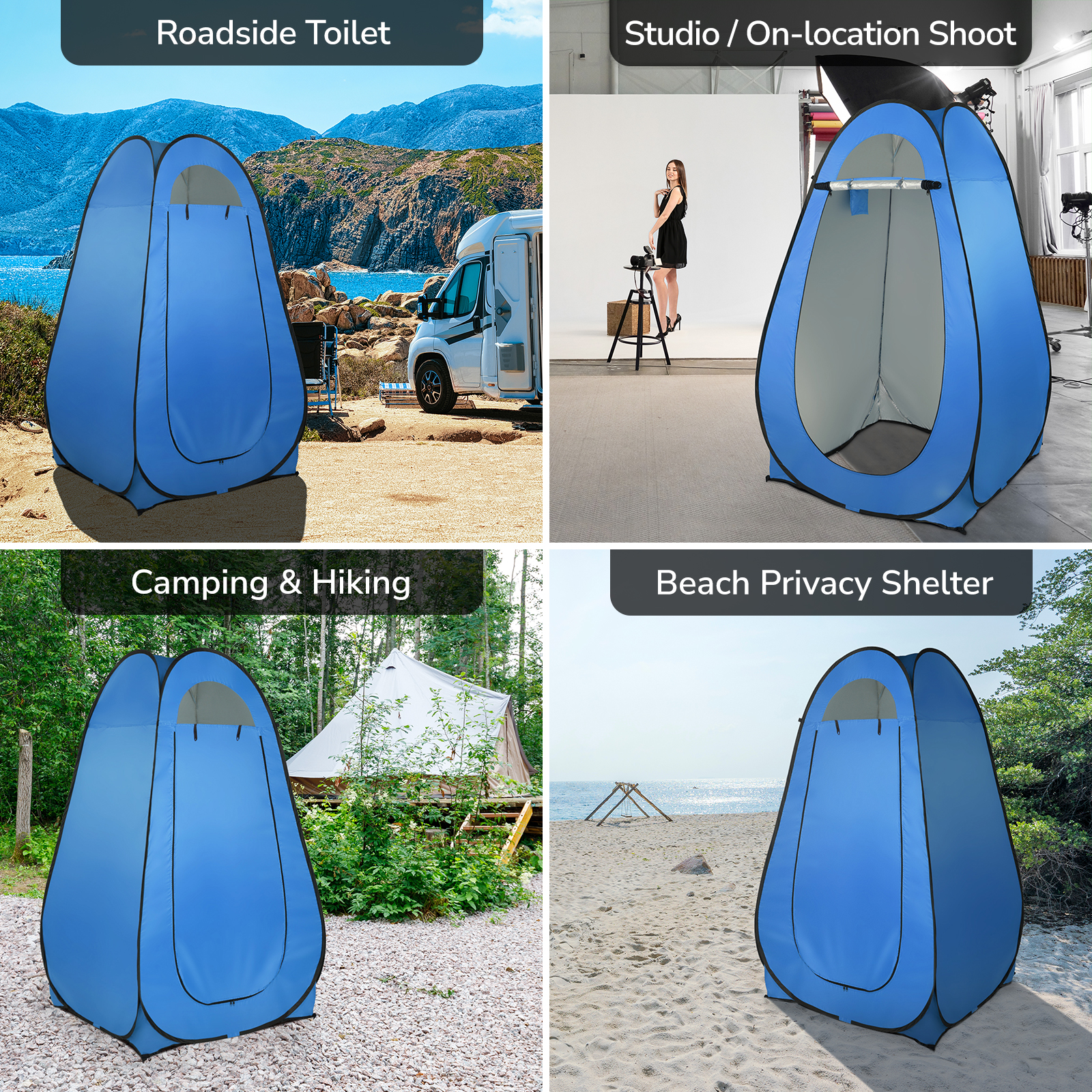 Ktaxon Blue Waterproof Automatic Pop up Oxford Shower Tent Blue - image 4 of 7