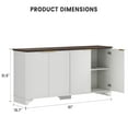 thumbnail image 2 of DSstyles Buffet Bahut Grand de 61 Pouces avec 4 Portes Cannelées et Rangement, Armoire de Rangement de Cuisine Moderne avec Tablettes Ajustables, Armoire de Bar à Café Style Ferme pour Cuisine, Salon, Blanc/chêne, 2 of 8