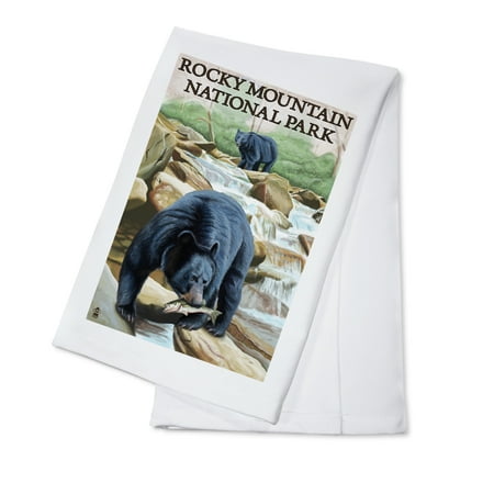 Rocky Mountain National Park, CO - Bears Fishing - Lantern Press Poster (100% Cotton Kitchen