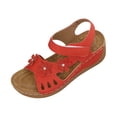 thumbnail image 2 of GERsome Low Wedge Heels Sandals for Women Open Toe Ankle Strap Platform Sandals for Travel Summer Beach, Red Size 8.5, 2 of 9