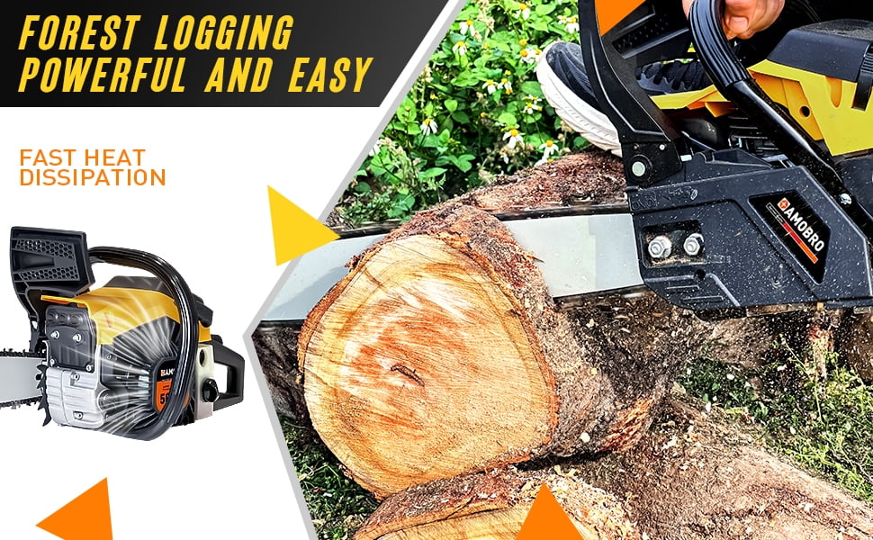 Amobro TimberMaster 20-Inch 58CC 3.4HP Gas Chainsaw with Auto-Lube Smart Saw for Tree and Wood Cutting