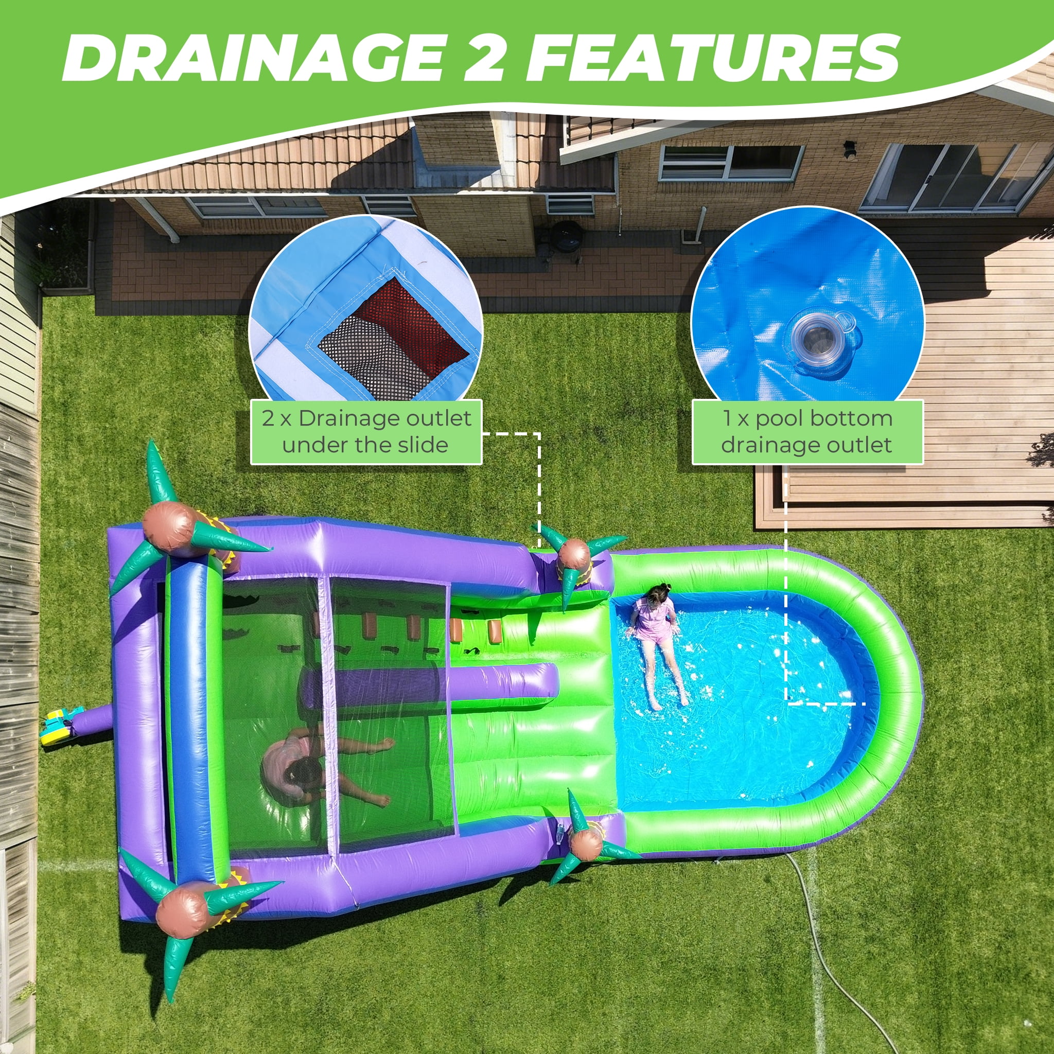 Relunch Inflatable Water Park Bounce House with Blower, Slide & Splash Pool for Kids Adults Outdoor
