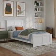 thumbnail image 1 of Charlotte Lit Plateforme Bas en Bois Simple TG avec Pied de Lit Assorti en Blanc, 1 of 13