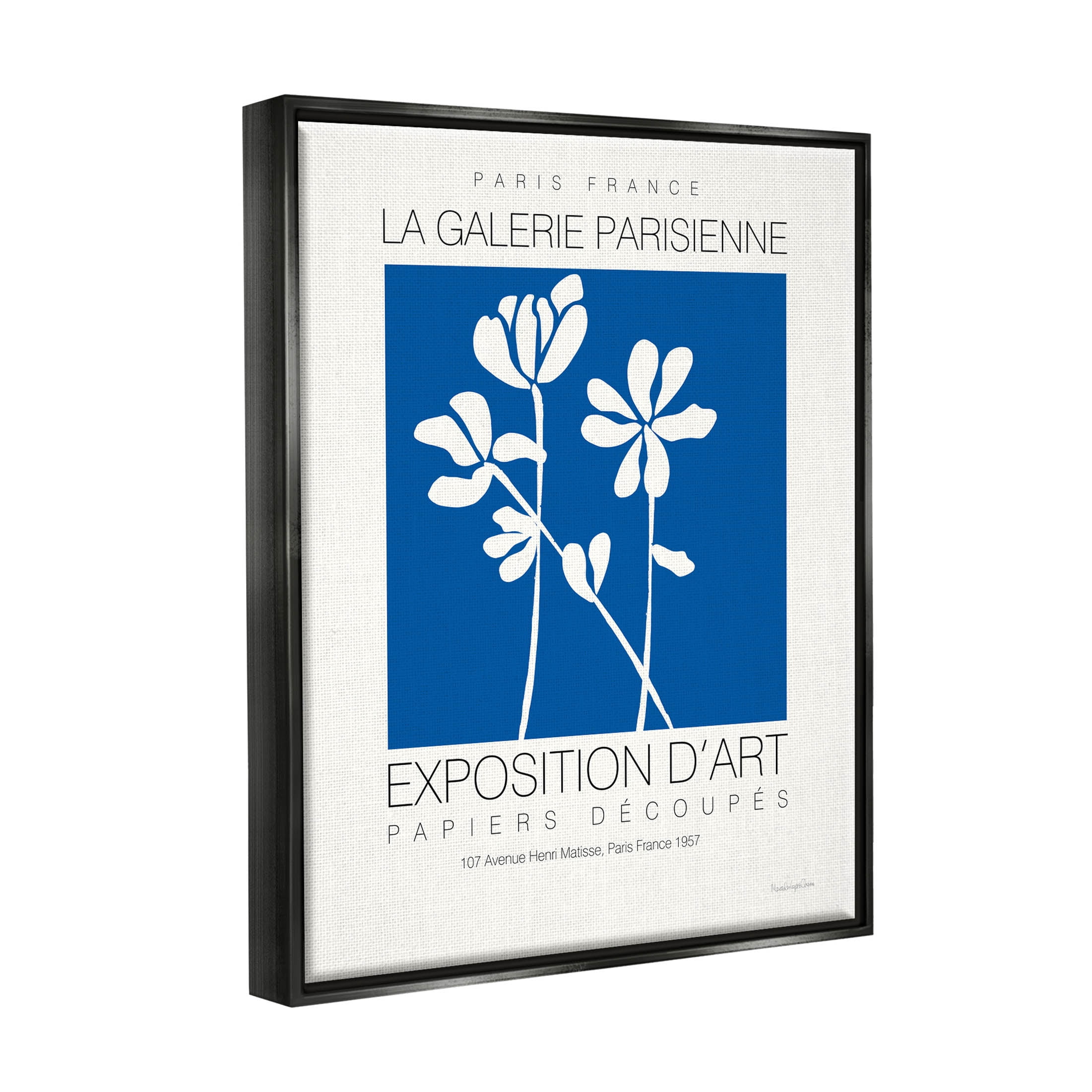 Stupell Industries Contemporary Botanicals French Gallery Graphic Art Jet Black Floating Framed Canvas Print Wall Art, Design by Mercedes Lopez Charro