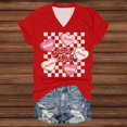 thumbnail image 4 of Womens Valentine T Shirts V-Neck Love Heart Printed Tee Short Sleeve Spring Summer Tops, 4 of 5