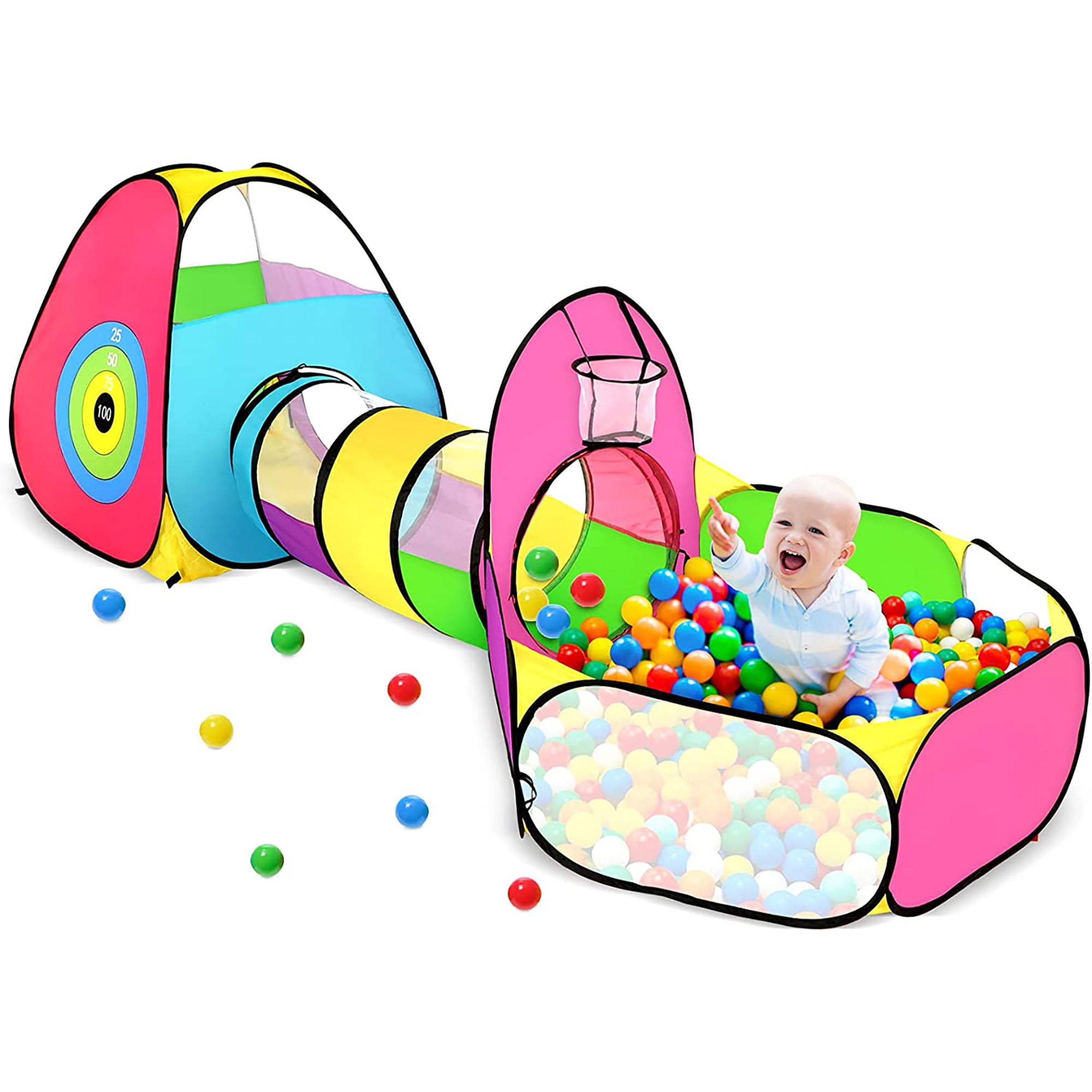 5 in 1 Kids Ball Pit Play Tent Crawl Tunnel Kids Indoor Outdoor Pop Up Playhouse