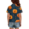 thumbnail image 4 of Abcomgle Girls Halloween Polo Shirts Size 6 Spooky Pumpkin Graphic Shirts for Kids Girls Button Up Short Sleeve Tshirts for Kids Fall Funny Holiday Top for Girls, 4 of 4