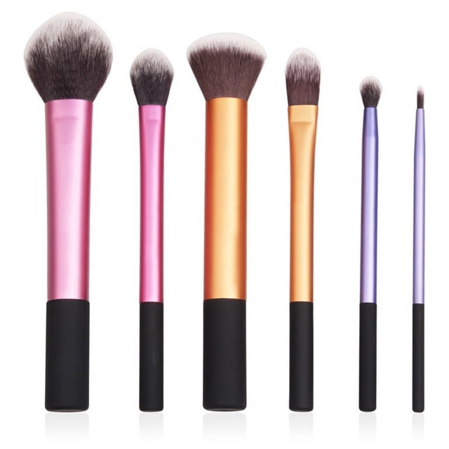 Pinceles de maquillaje 6 piezas Juego de pinceles de maquillaje Correctores de contorno sintéticos premium Base en polvo Sombras de ojos Pinceles de maquillaje Mango Ormromra HMHZ812