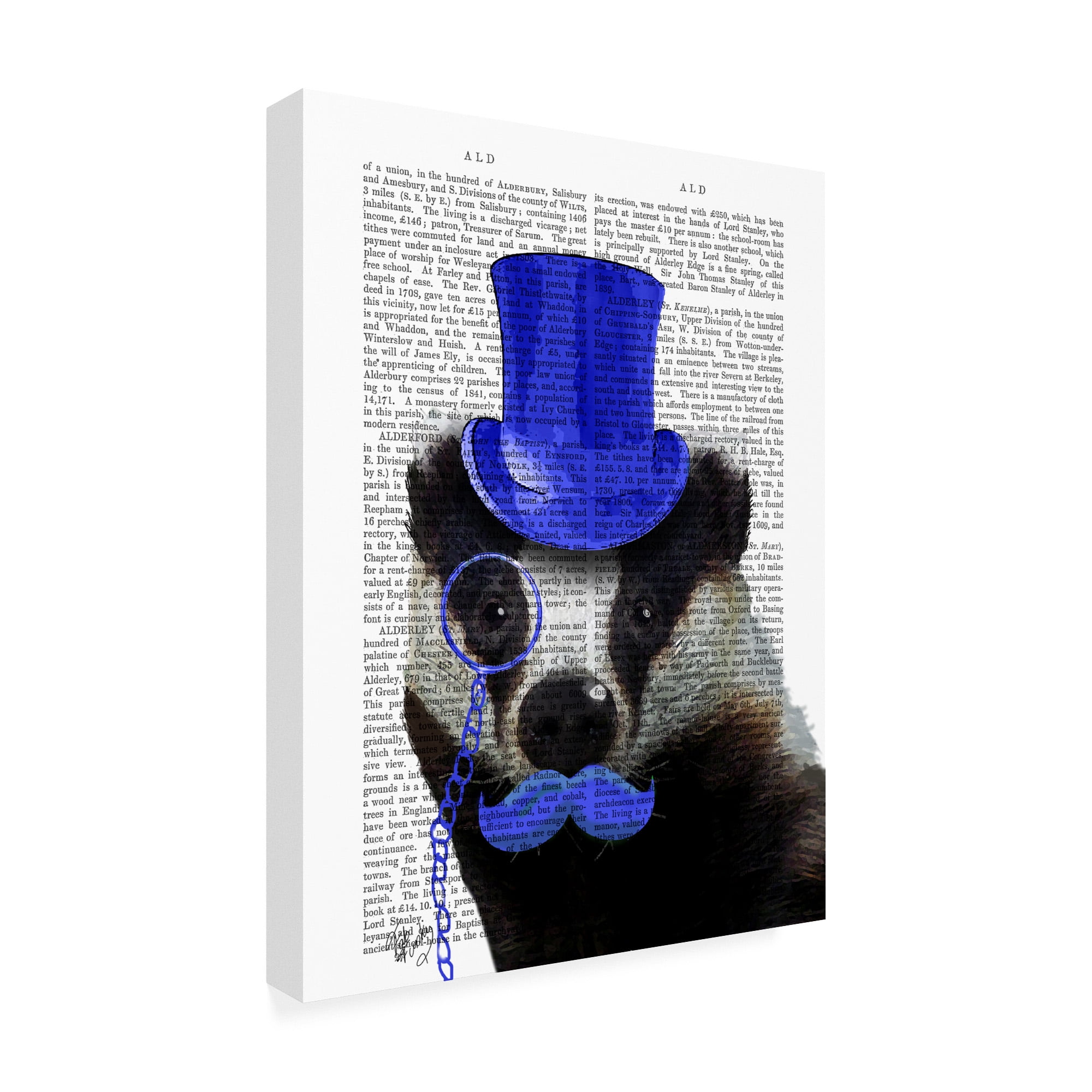Trademark Fine Art 'Badger With Blue Top Hat And Moustache' Canvas Art by Fab Funky