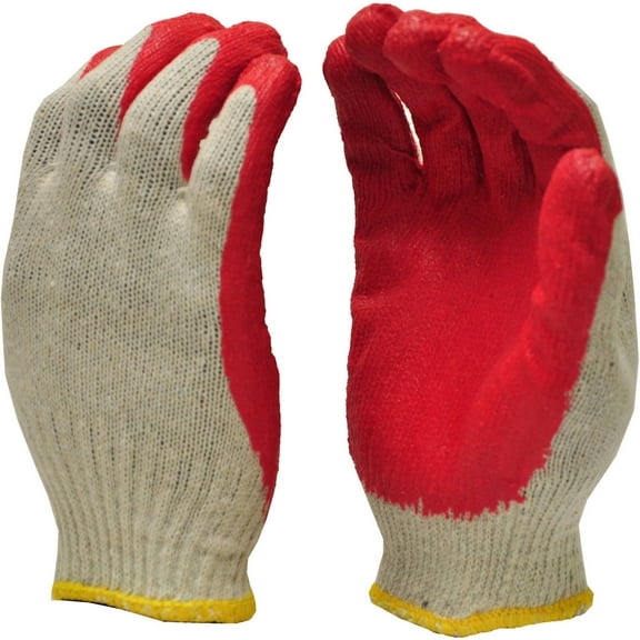 G & F String-Knit Palm Latex Dipped Work Gloves, Red, 10 Pairs, Large