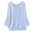 thumbnail image 3 of Njagoc3 Women Oversized Tunic Top Crew Neck Long Sleeve Loose Fit Casual Tee, 3 of 5