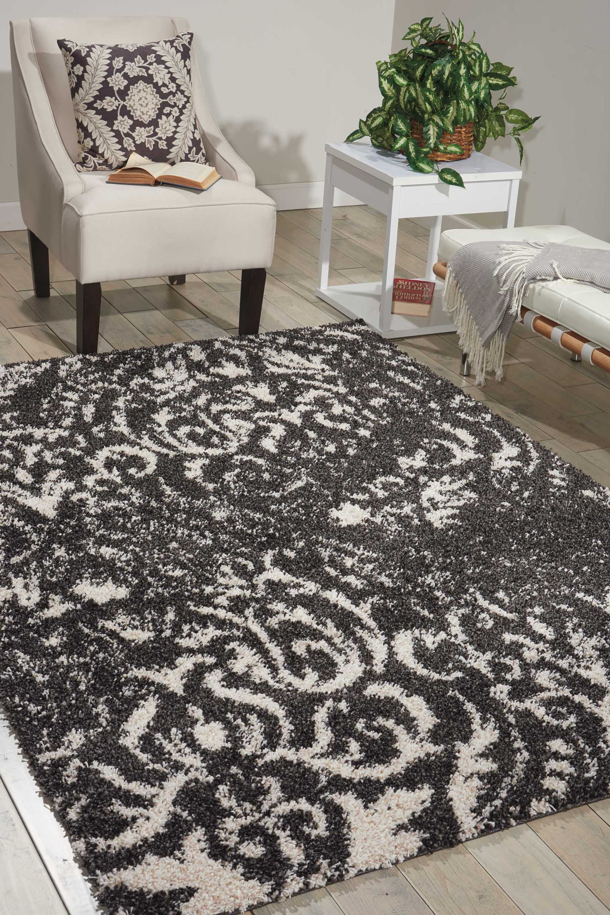 Nourison Brisbane Damask Black/White Area Rug
