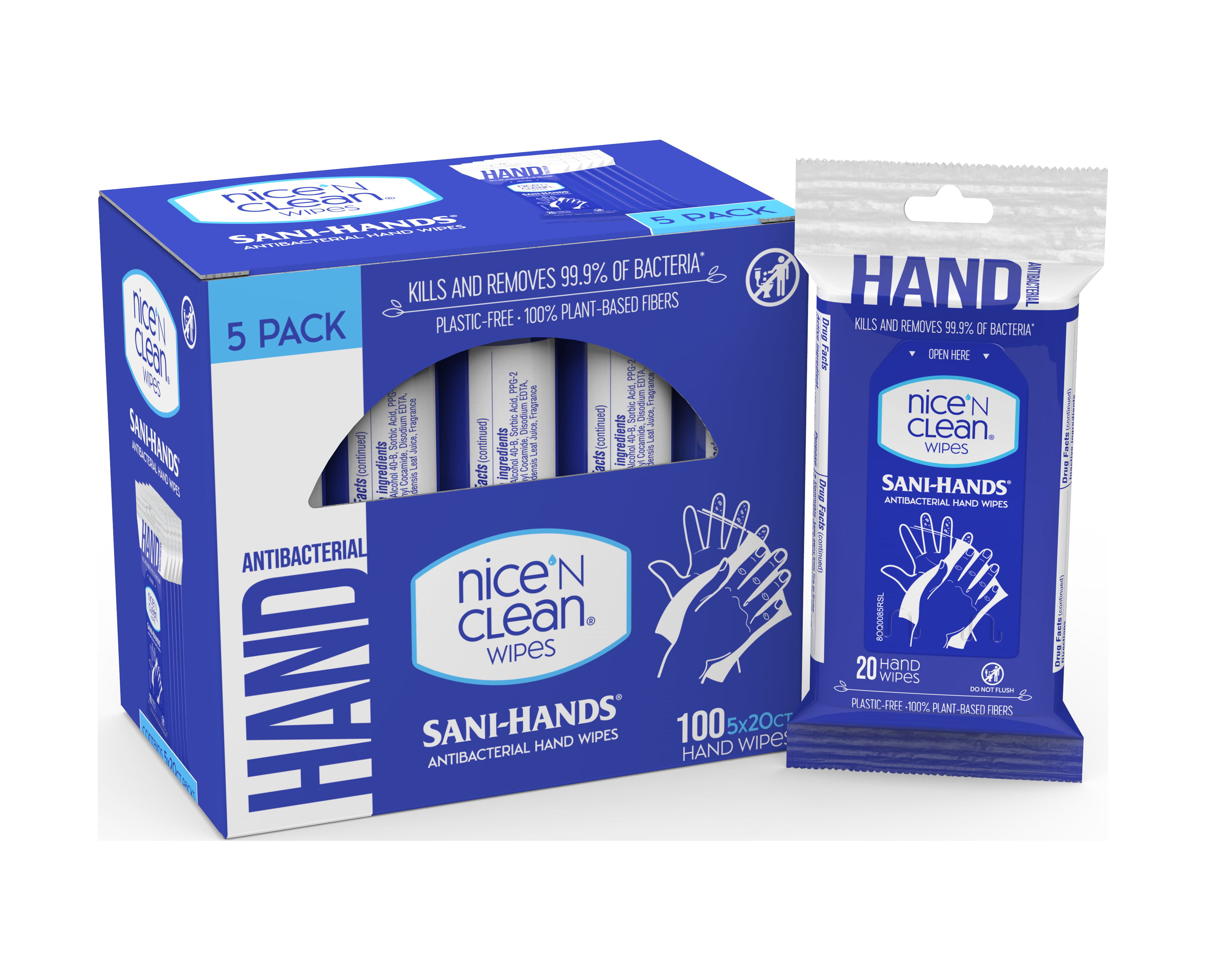 Nice 'N Clean Antibacterial Wipes, 20 Ct, (Pack of 5)