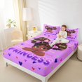 thumbnail image 3 of Castle Fairy Black Cute Princess Queen Sheets 4 Pieces,Sparkle Bow Print Queen Sheet Sets,Purple,1 Fitted Sheet, 1 Flat Sheet and 2 Pillowcases, 3 of 6