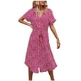 thumbnail image 2 of Jusqu'à 65 % de Réduction! Robes de Mode Été pour Femmes 2024 Grande Taille Décontractée Printemps et Col en V Manches Trois-Quarts Robe Imprimée, 2 of 7