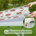 thumbnail image 6 of Square Tablecloth with Elastic Edges 36 * 36 Inch Pioneer Waterproof Rose Spring Flower Blossom Table Cover Washable Indoor and Outdoor for Party Kitchen Dinner Banquet Patio Picnic, 6 of 6