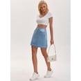 thumbnail image 7 of DARING DIVA Women's Patchwork Jean Skirt Color Block A Line Mini Medium Blue, 7 of 7