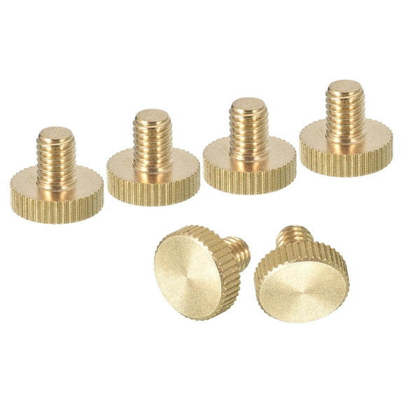 M6x8mm Knurled Thumb Screws, 6 Pack Flat Knurled Head Brass Thumb Screws Bolts