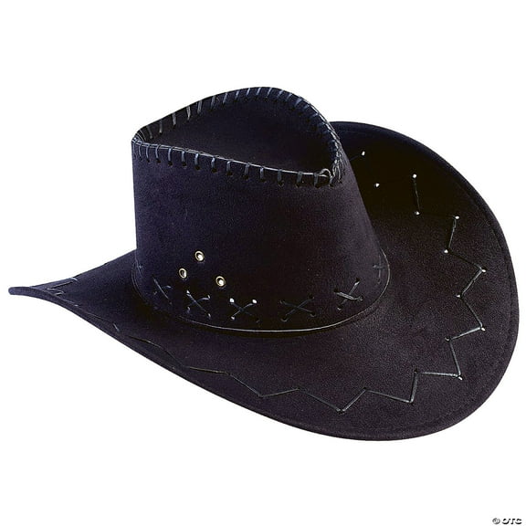 COWBOY HAT-BLACK FAUX SUEDE