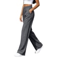 thumbnail image 4 of Khunlpohl Straight Legs Long Pants for Womens Drawstring Elastic High Waist Pant Lounge Loose Lightweight Trousers with Pockets, 4 of 6