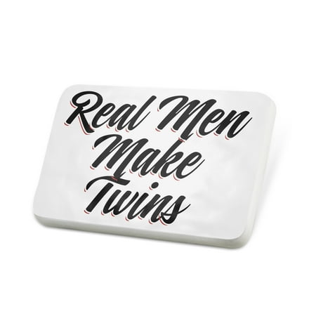 Porcelein Pin Vintage Lettering Real Men Make Twins Lapel Badge – NEONBLOND