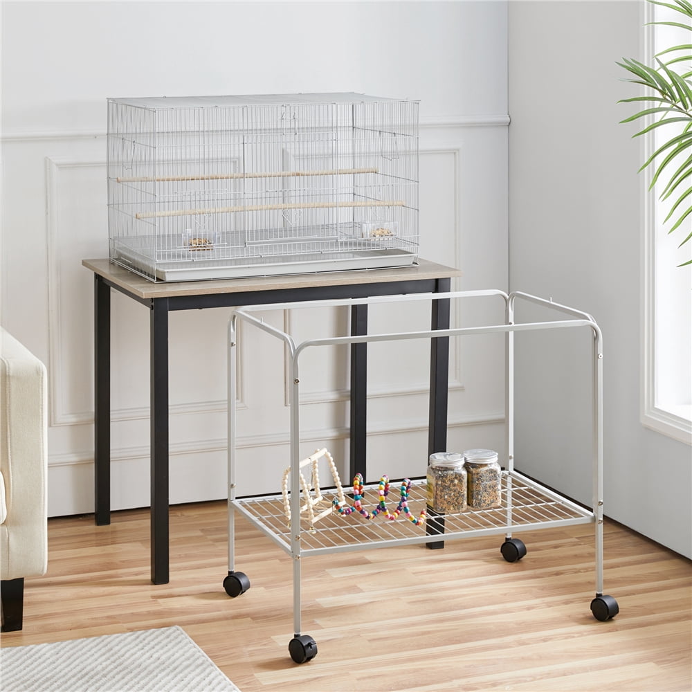 Yaheetech 47-in Flight Cage with Rolling Stand for Small Birds Parrots Parakeets Conures, Light Gray
